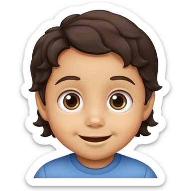 smiling toddler face with big eyes, medium skin tone, and dark wavy hair sticker