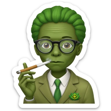 jamaican alien wearing glasses and smoking a joint sticker