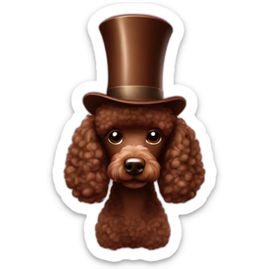 Chocolate poodle in cylinder hat sticker