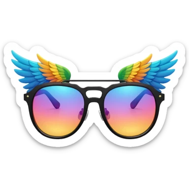 colourful hipster sunglasses with wings sticker