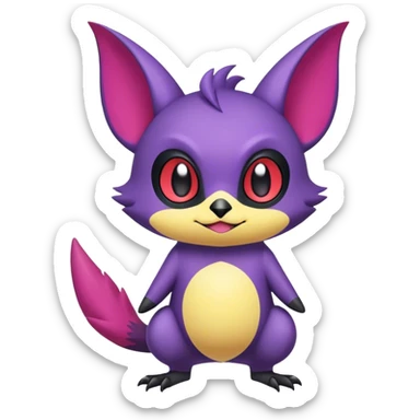 Cool cute edgy kawaii Quilava-Noibat-animal-creature-hybrid full body sticker