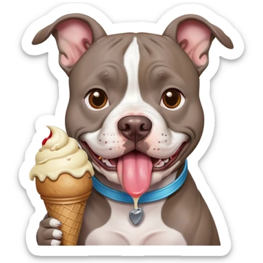 Grey face pitbull with an ice cream cone  sticker