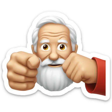 red bearded old man fist bumping with fist facing towards the camera, smiling sticker
