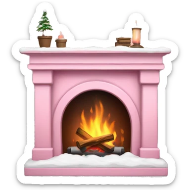 Winter Pink FirePlace, with snow on it sticker