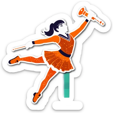 Drill team wearing orange glitter  sticker