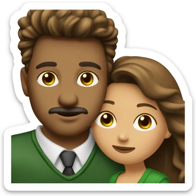 Beso pareja hombre pelo ondulado, ojos verdes y mujer pelo ondulado ojos marrones sticker