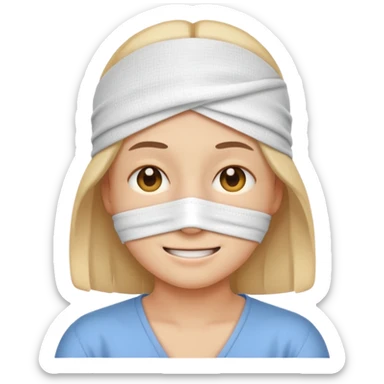Emoji puts a bandage on his eyes sticker