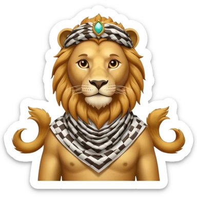 León con keffiyeh estilo rey árabe actual  sticker