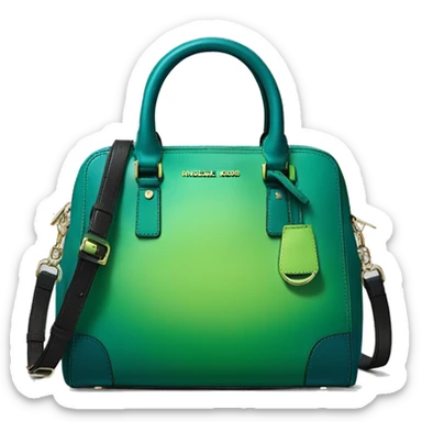 Realistic isolated dark teal,lime green,black and emerald green ombre Michael kors satchel purse.  sticker