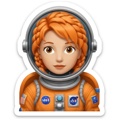 Astronauts, Middle-age, female, orange braided hair sticker