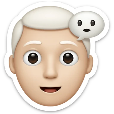 A very simple white stickman with no dostinc features but a mouth with awhite bubble chat above his head sticker