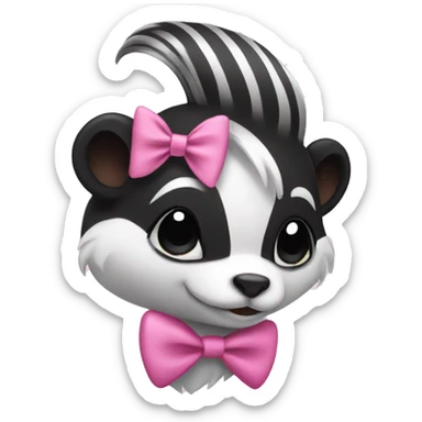 skunk with pink bow  sticker