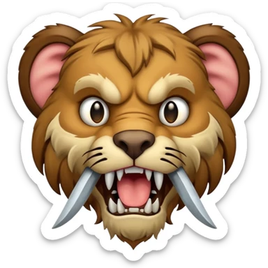 mammoth and saber tooth cat face sticker