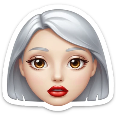 slightly parted lips, silver chrome material, glossy wet shine, seductive aesthetic sticker