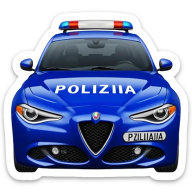 crea auto di servzio alfa romeo giulia tutta blu scuro quasi nero con la scritta sul lato polizia penitenziaria  sticker