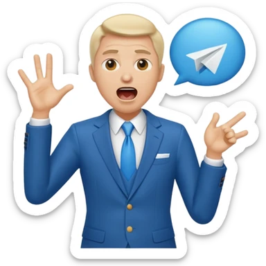 A blue Telegram emoji style of trump shouting sticker