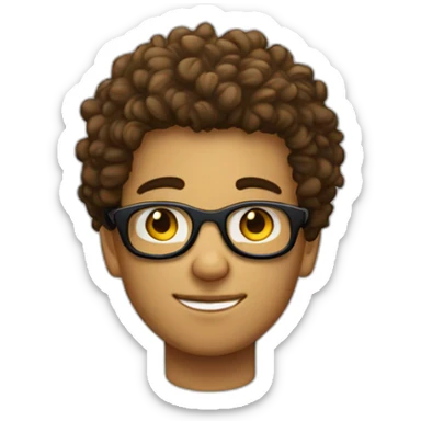 jeune homme avec les cheveux bouclée et des lunettes rondes sticker