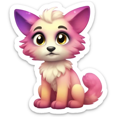 Adorable innocent cute gradient-Sparkle-nebula-fursona furry, full body sticker
