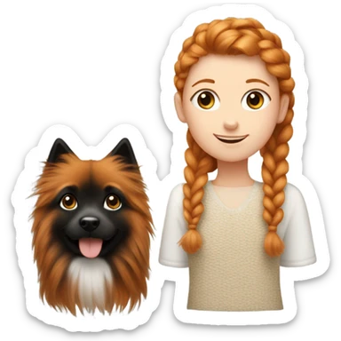 Ginger girl with braided hair and black spitz sticker