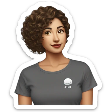 mujer cabello medio liso con ondas camiseta con logo 4tech sticker
