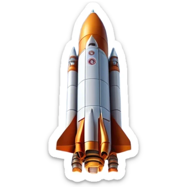  Cinematic Realistic Rocket Launch – A powerful, fiery scene of a massive rocket lifting off, its engines producing a bright, billowing inferno. The metallic body gleams in the sunlight, with intricate paneling and realistic textures bringing out its engineering marvel. Thick clouds of smoke and steam rise as it ascends into the sky. sticker