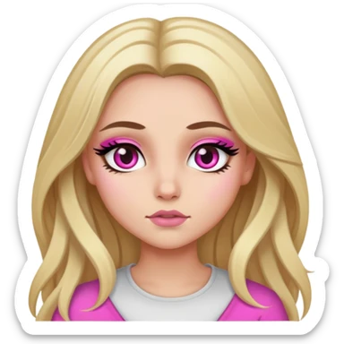 pretty long hair blond baddie with eyeliner pink and brown eyes sticker