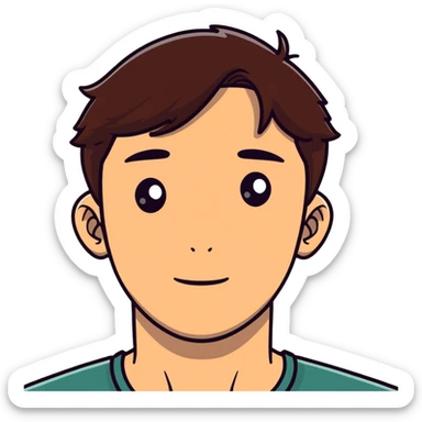 Polish man with medium length brown hair and freckles around his left eye sticker