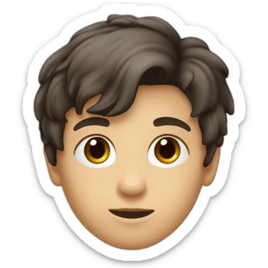 Garçon cheveux lisses noir yeux marron peux beige sticker