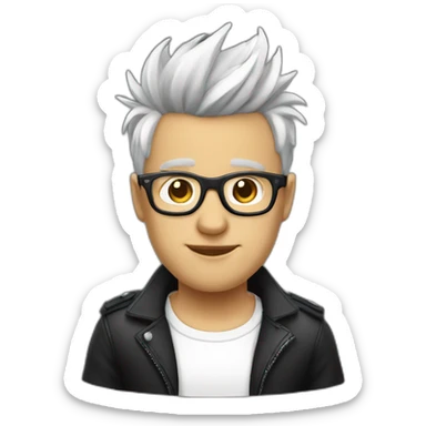a guy with white coloured spectacles,black coloured Fauxhawk hairstyle sticker