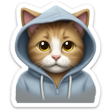 Cozy cat in a hoodie sticker