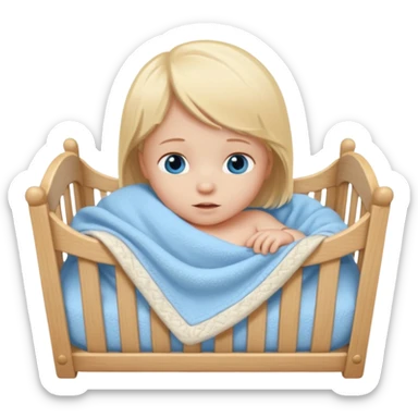 blond blue eye newborn in crib sticker