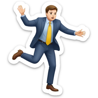 JD Vance falling backwards with one foot slipping on a single banana peel on the ground sticker