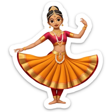 cinematic-realistic-bharatanatyam-dance-emoji,-depicted-as-an-elegant-classical-indian-dance-performance-with-graceful-poses,-intricate-costumes,-and-expressive-hand-gestures,-rendered-with-rich-textures-and-warm-dramatic-lighting, single dancer sticker