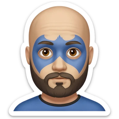 bald bearded man with face paint sticker