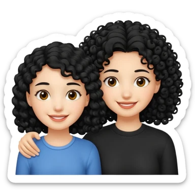 a pretty bratz fair girl with curly black hair with another girl bestfriend sticker