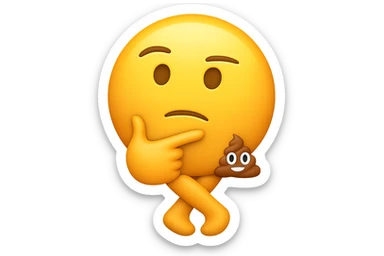 emoji stile iphone che riguarda l'argomento "stipsi/andrò al bagno oggi?", iperrealistico 4k sticker