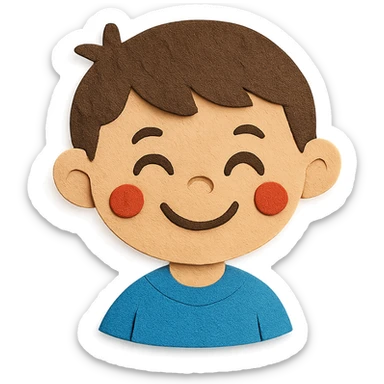 a happy kid, paper craft style sticker