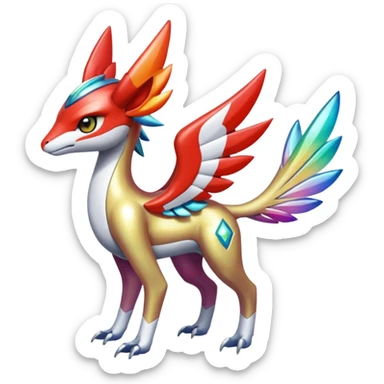 Shiny Colorful Meloetta-Latias-Koraidon-Peppercat-Wargreymon-Protogen-Fakémon-fusion-hybrid-creature sticker