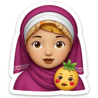 Cute emoji female chubby with a berry she is tan and moroccan  sticker