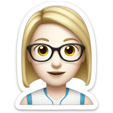 White girl with eyeglasses playing tennis sticker