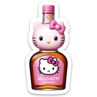 hello kitty on hennessy bottle label sticker