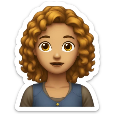 Chica caucásica pelo marrón largo ondulado llorando sticker