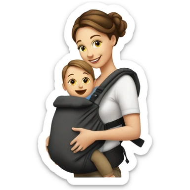 European Babywearing mom with toddler ergo carrier on moms back sticker