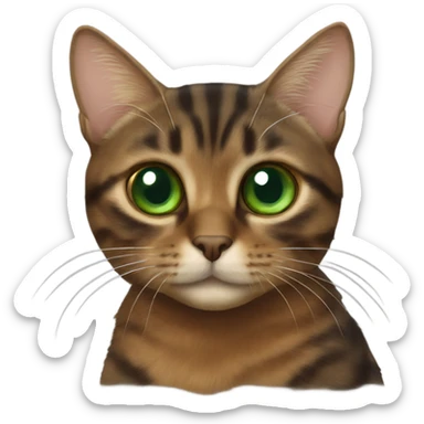brown torbie cat with green eyes sticker