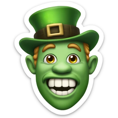 Leprechaun with laughably crossed eyes and an open mouth with crooked teeth. Just one  sticker