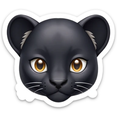 cinematic-cute-panther-portrait-emoji,-head-tilted-playfully-and-inquisitively,-with-a-smooth,-streamlined-form-accentuated-by-a-subtle-sheen-and-round,-sparkling-eyes-filled-with-charm,-simplified-yet-irresistibly-adorable-features, zoomed out showing the houlders sticker