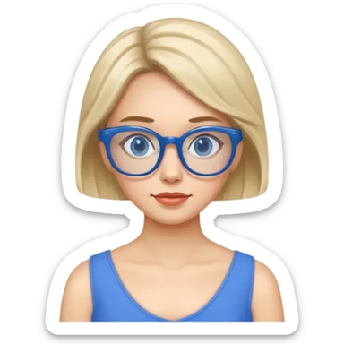 blue glasses and blue dressed woman sticker