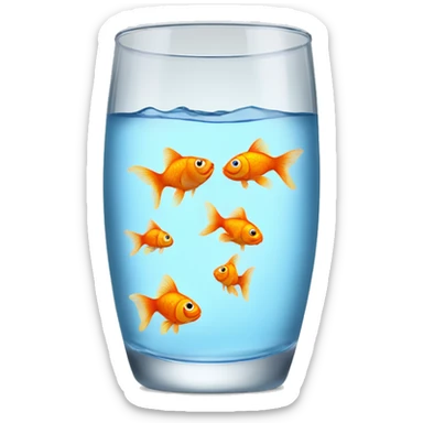 Glass of water with goldfish sticker