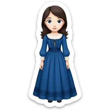 Blue-eyed brunette, wearing 1800s style dress Curtsying sticker