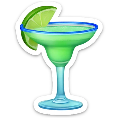 A Lime margarita with blue rimmed glass sticker